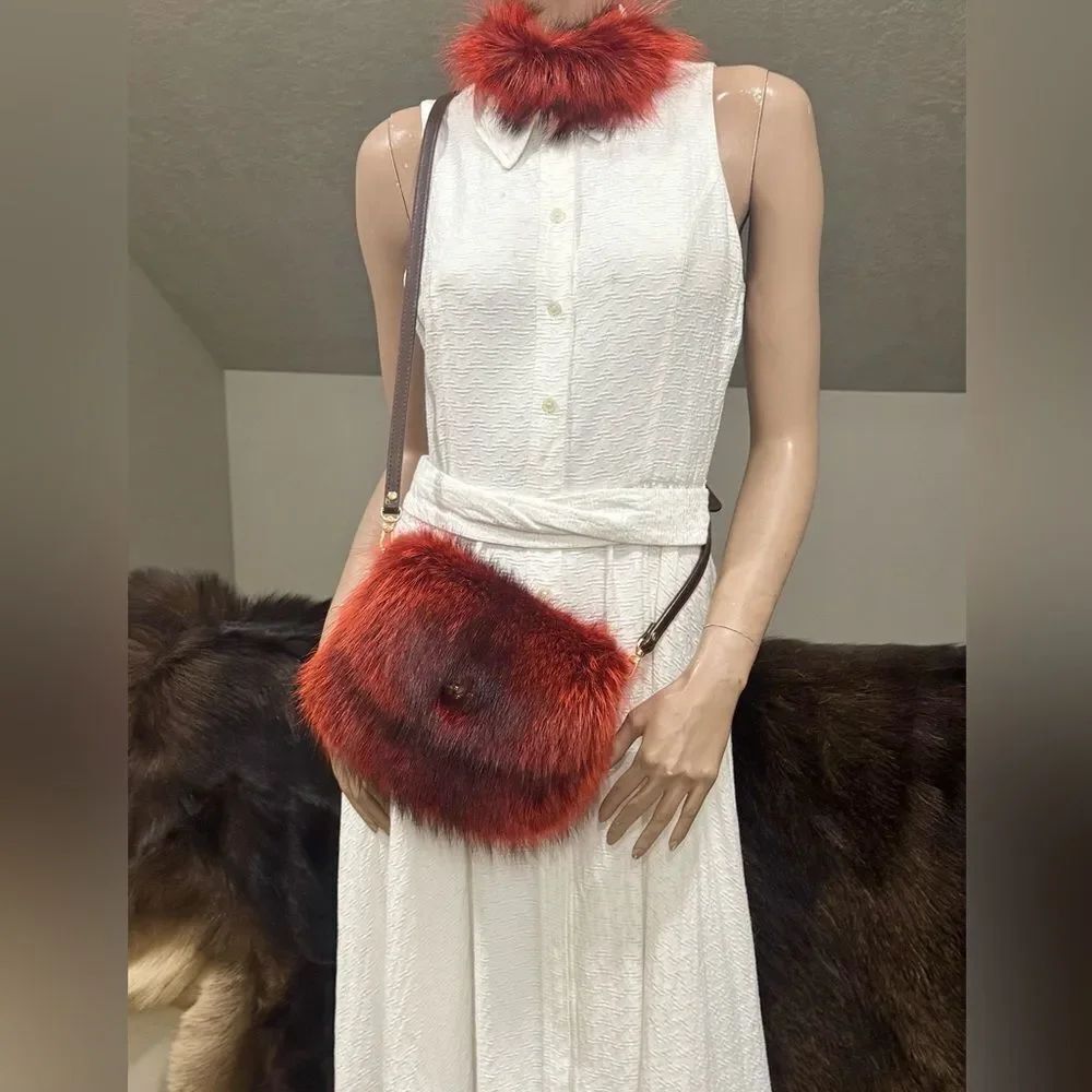 Stunning Real Raccoon Fur Handmade Fold Over Flap Handbag, with 2 Strap Styles